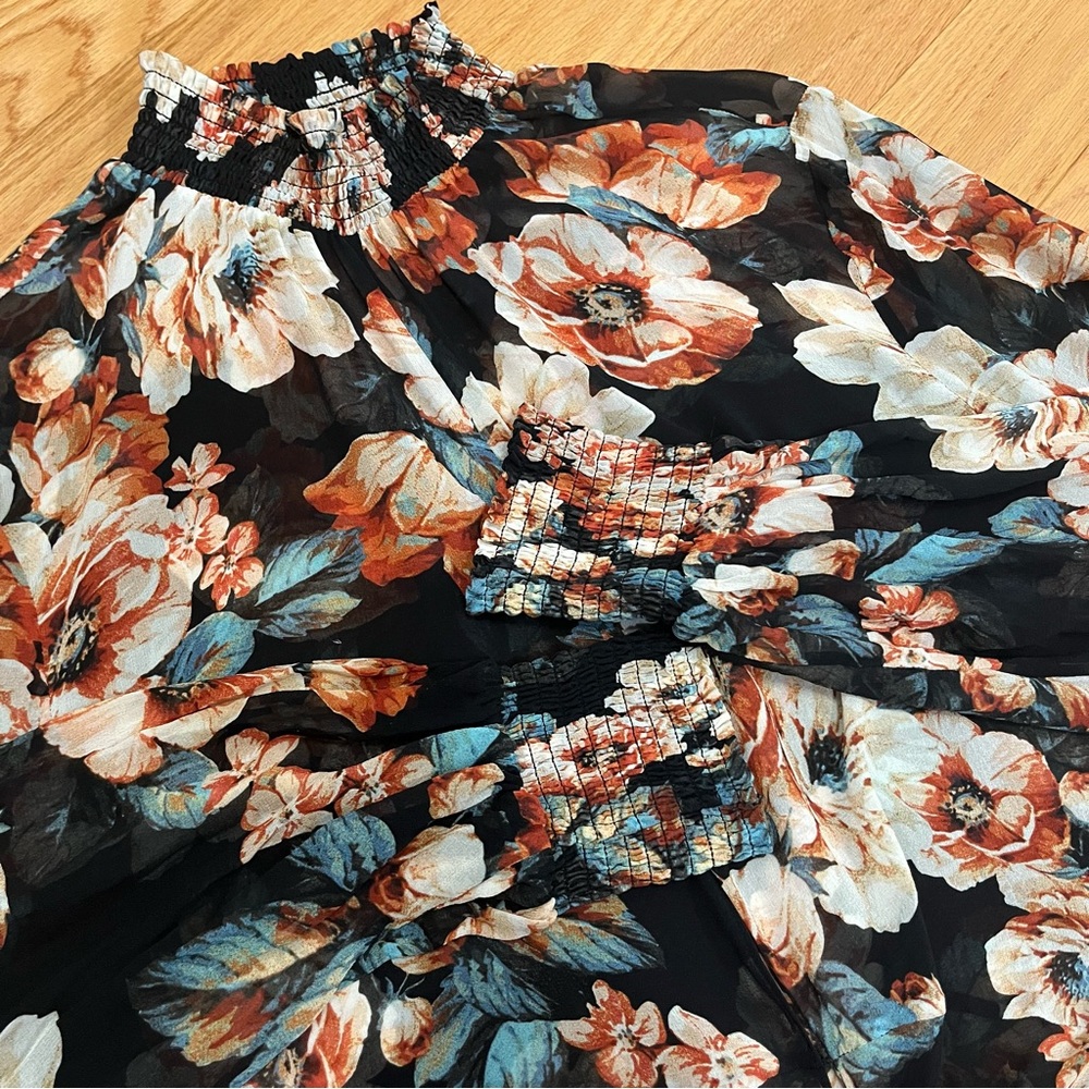 Nicholas Dark Floral Silk Blouse - Picture 9 of 14